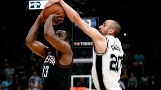 Manu Ginobili blocks James Harden to win the game. 9/5/2017