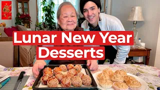 Chinese Fried Sesame Balls (Jian dui煎堆) & Prosperity Cakes (Fa Gao发糕)