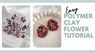 POLYMER CLAY FLOWER TUTORIAL | learn how to make easy polymer clay flowers 簡単ポリマークレイのお花　作り方