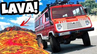 FLOOD ESCAPE But It's LAVA RISING in BeamNG Drive Mods!