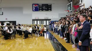 MMS Band playing the National Anthem at the MMS Veteran's Day Assembly, 2018