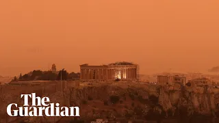 Athens sky turns orange with dust clouds from Africa