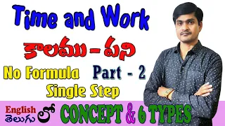 Time Work Short Tricks in Telugu Part - 2 I Concept & 6 Types I కాలము-పని I Ramesh Sir Maths class