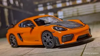 Full Senyum 😄 Minichamps X Tarmac Works Porche 718 Cayman GT4 RS Pastel Orange