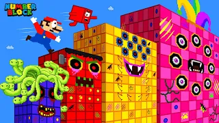 Wonderland: Mario and Numberblocks 1 vs The Biggest Zombie Numberblocks Maze | Game Animation