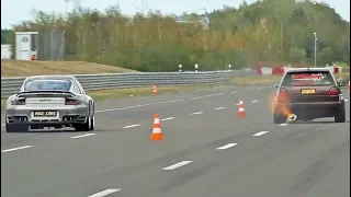 VW Golf Mk2 1200 HP vs Porsche 997 T 9FF - Race, 366 KM/H BRUTAL Acceleration