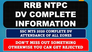 RRB NTPC DV COMPLETE PROCESS & SSC MTS 2020 DV ATTENDANCE