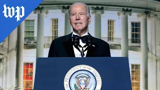 President Biden jokes about age, Fox News, and Disney