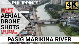 PASIG MARIKINA RIVER AERIAL DRONE FOOTAGE 4K ''NO COPYRIGHT'' PHILIPPINES