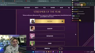 xQc Votes for The Streamer Awards!