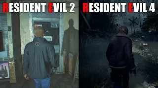 Resident Evil 2 Remake vs Resident Evil 4 Remake - Physics and Details Comparison Part 1