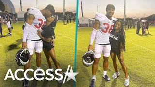 Simone Biles & Her Boyfriend Jonathan Owens Share A Sweet Kiss During His Football Practice