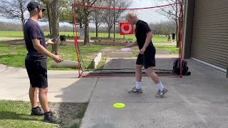 Helping Jake with rounding - disc golf form