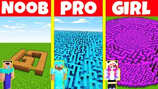 Minecraft Battle: NOOB vs PRO vs GIRL: GIANT MAZE HOUSE BUILD CHALLENGE / Animation