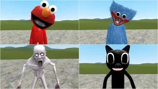 ELMO vs HUGGY WUGGY vs SCP-096 vs CARTOON CAT in Garry's Mod!