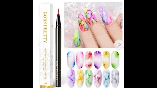 Water Colour Pens Nail Art with Born Pretty