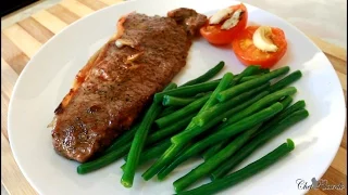 Garlic Sirloin Steak Beef Served With Fine Beans [Jamaican & Chef Ricardo] | Recipes By Chef Ricardo