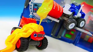 Vamos à oficina do Rusty Rivets! Histórias com carros de corrida de brinquedo Monster Machines