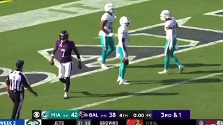 DOLPHINS WIN IN 21 POINT COMEBACK VS RAVENS