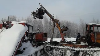 ТДТ-55, экстремальное снятие двигателя в полевых условиях. Прикол