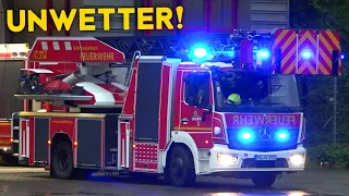 [SCHWERES UNWETTER über MÖNCHENGLADBACH!] - Einsatzfahrten Feuerwehr & Rettungsdienst!