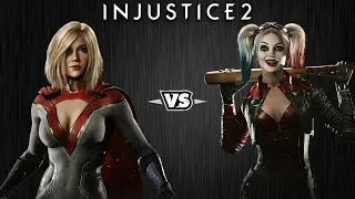 Injustice 2 - Пауэргёрл против Харли Квинн - Intros & Clashes (rus)