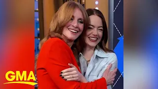 Emma Stone and Bryce Dallas Howard reunite on the set of 'GMA'