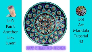 32 Dot Art Mandala Tutorial Lazy Susan | Dot Art For Beginners | 14" Bamboo Lazy Susan