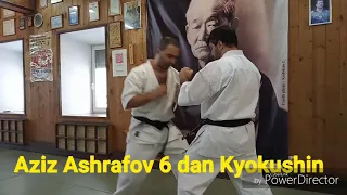 Shihan Aziz Ashrafov 6 dan Oyama Kyokushin / low kick training