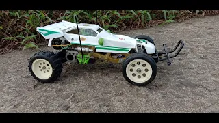 1st run of vintage Tamiya Frog RC buggy. GPS test in KPH