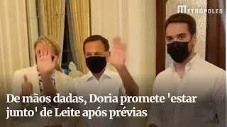 De mãos dadas, João Doria promete "estar junto" de Eduardo Leite após prévias