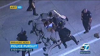 CHASE: Officers swarm suspect, take him into custody after high-speed pursuit through LA