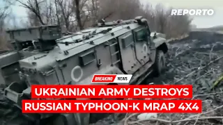 Ukrainian Army Destroys Russian Typhoon-K MRAP 4x4 Originating From Belarus Border