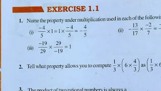 Class 8th Maths Chapter 1 l EXERCISE-1.1 l NCERT l Rational Number l Cbse Board  l new syllabus