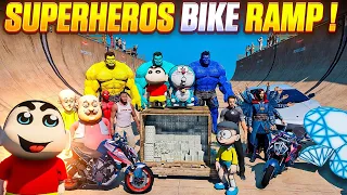 KTM DUKE MEGA RAMP CHALLENGE WITH SHINCHAN DORAEMON NOBITA & AVENGERS😱FULL FUN🤣