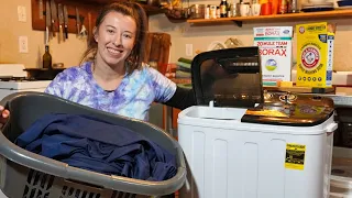 We Tackle Laundry Off Grid | 1 Year Review Portable Washer & Spin Dryer