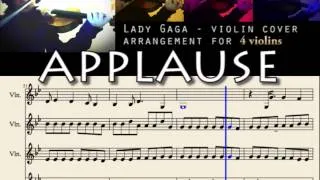 Applause - Lady Gaga - Violin Cover with Sheet Music for 4 Violins