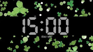 15 Minute March St. Patrick's Day Green Clover Lucky Countdown Timer (with music)