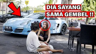 Begini Reaksi Cewe Manis ini Ketemu GEMBEL SULTAN BAWA PORSCHE !!