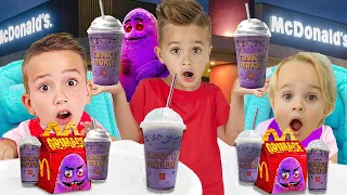 Vlad and Niki's Grimace Shake McDonalds Happy Meal Encounter at 3AM!