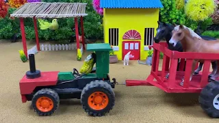 DIY Mini Tractor Farm Diorama with Horse Shed, Cattle Farm, Goat | Pumpkin Field - Mini Fish Pond