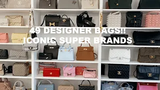 HUGE BAG COLLECTION OF HERMES CHANEL DIOR YSL GUCCI | 49 ICONIC DESIGNER HANDBAGS! CLAIRE CHANELLE