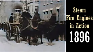 "Fire Engines in 1896"  Filmed on Dec. 25, 1896 - Enhanced Video & Audio [60 fps]