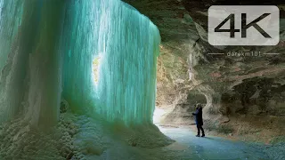 Starved Rock & Matthiessen Illinois State Park. FROZEN waterfalls winter 2021 [4K]