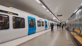 Sweden, Stockholm, subway night ride from Liljeholmen to Aspudden