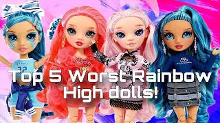 RANKING MY TOP 5 LEAST FAVORITE RAINBOW HIGH DOLLS (as of November 2023) | Tier lists with Lizzie