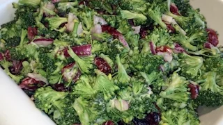 Broccoli salad with dried cranberries and shallot onion