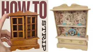 Dollhouse Miniature furniture flip: Stripping with household products