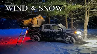Rooftop Tent SNOWSTORM Camping | Solo Truck Camp in Michigan