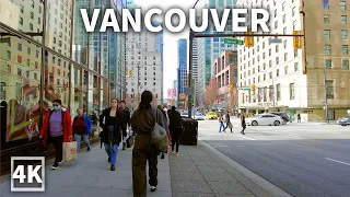 【4K】Dountwon Vancouver Spring Walk - Good Friday | Travel Canada (Binaural City Sounds)